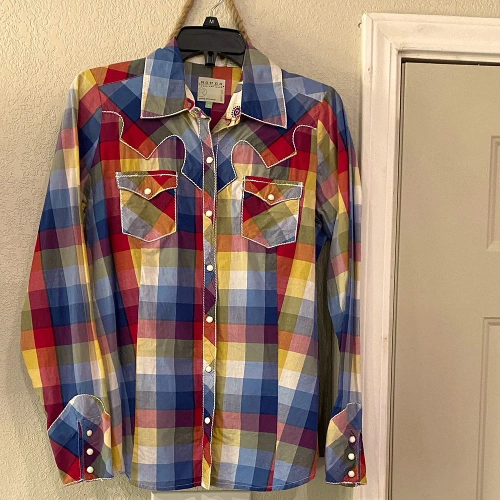 Plaid Pearl Snap Western Rodeo Shirt - Picture 1 of 3